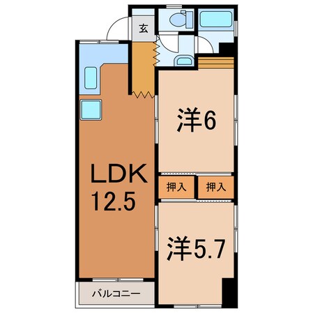 かんたん 徒歩3分 4階の物件間取画像